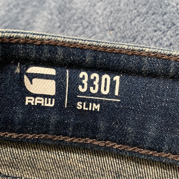 NWT G Star 3301 Slim faded clear sky size 31x32 original price marked $ 150 - Picture 10 of 15